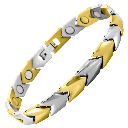 Ladies Magnetic Therapy Bracelet- two tone Titanium